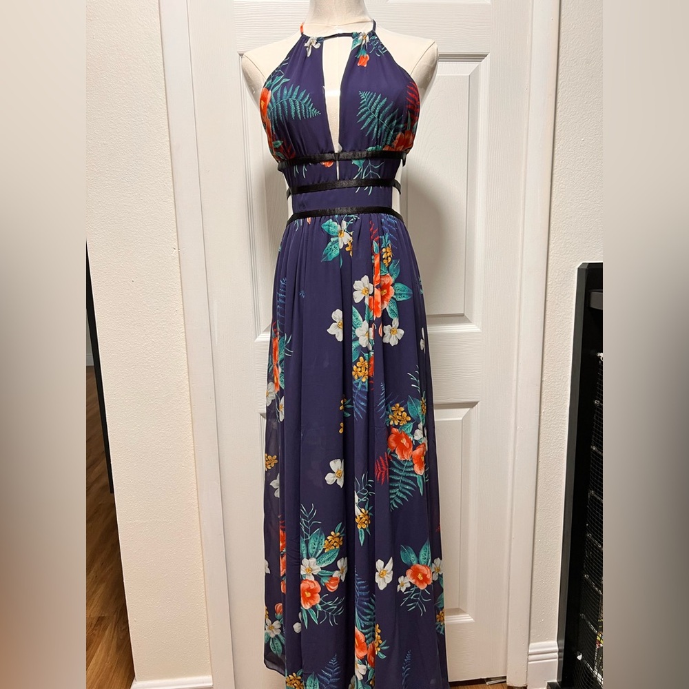 Bundle-and-Save Express Blue Sundress Plunge Neckline Sleeveless